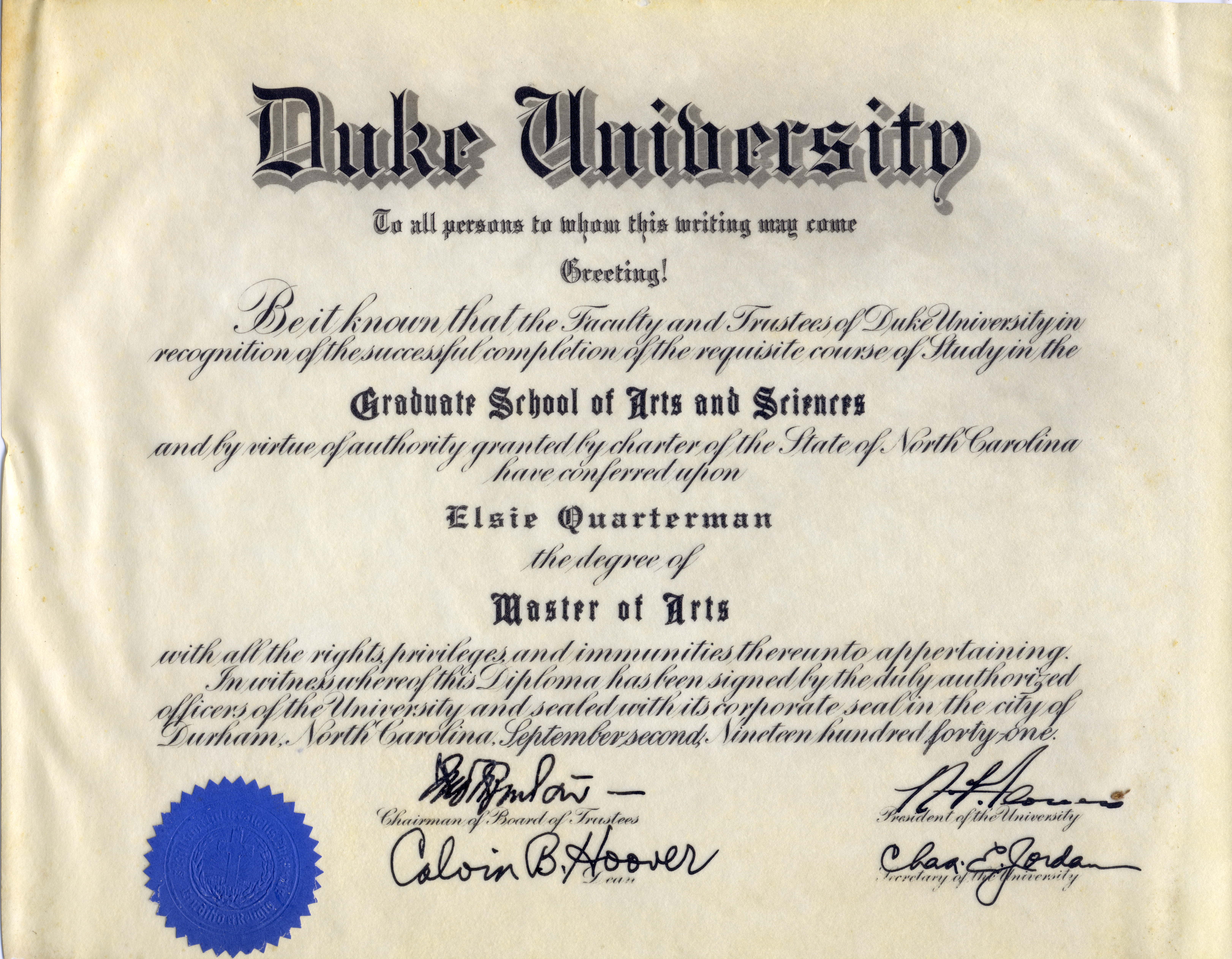Elsie MA Diploma
