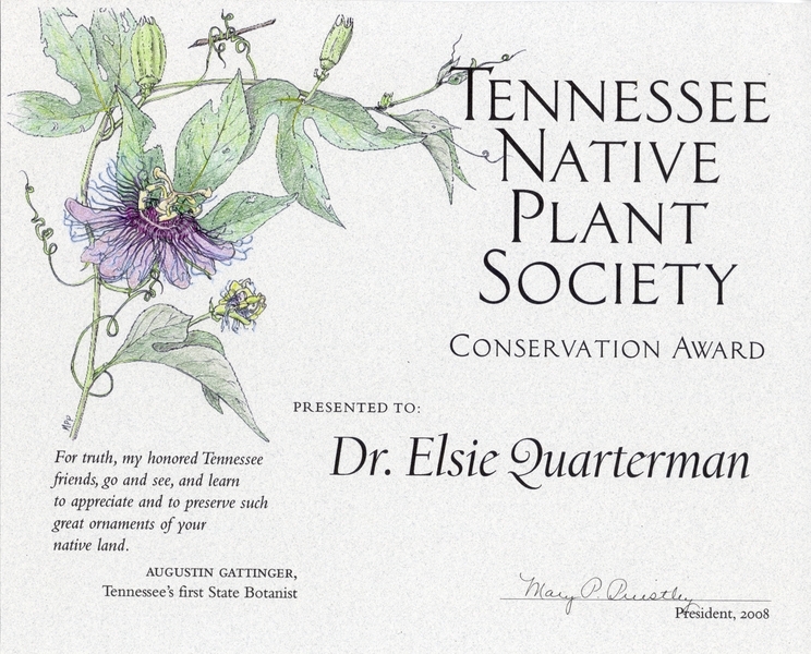TN Native Plant Society Award 2008