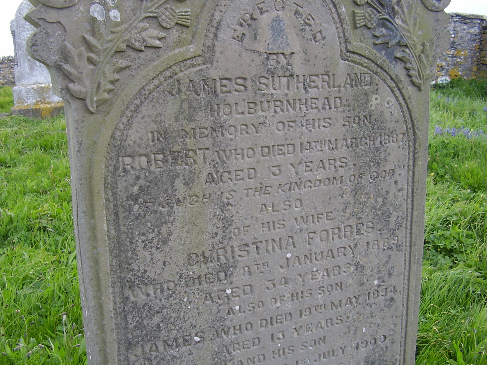Erected by James Sutherland