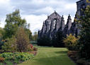 [The Palace gardens along the north wall of Holyrood Abbey]